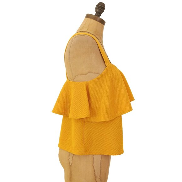 Madewell Texture & Thread Tank Top Size S Cross Back Tiered Yellow EUC B57 - Picture 3 of 5